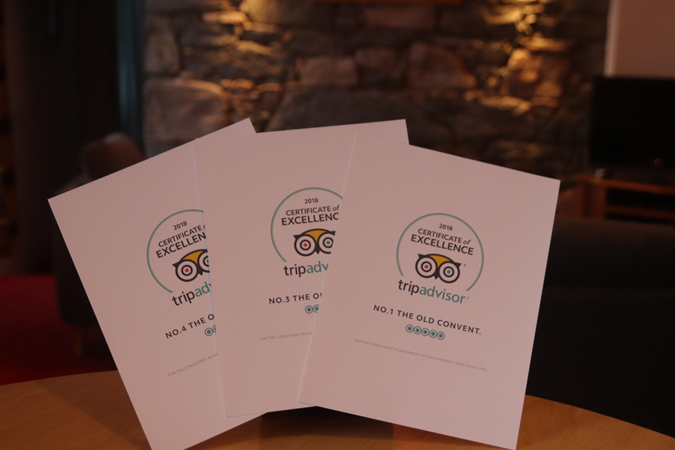 Trip Advisor Certificates of Excellence for Old Convent Holiday Apartments near Loch Ness Scotland